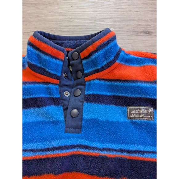 Eddie Bauer Blue Orange Striped Fleece Sweater Jacket Youth Boys Size S 7-8 - Picture 2 of 7